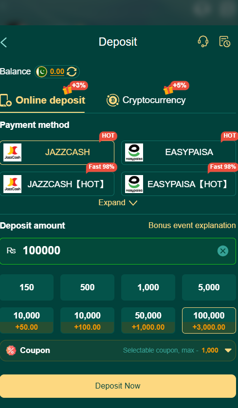 PK365 Deposit