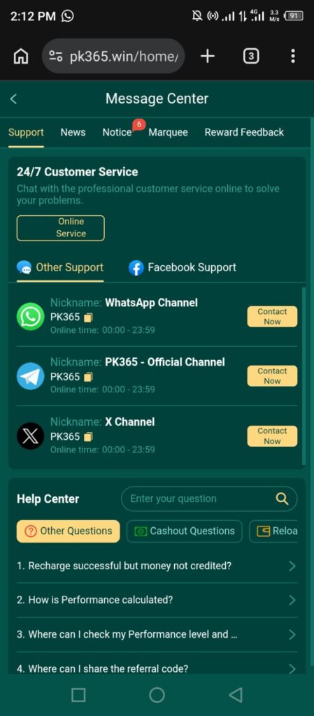 PK365 Customer Support